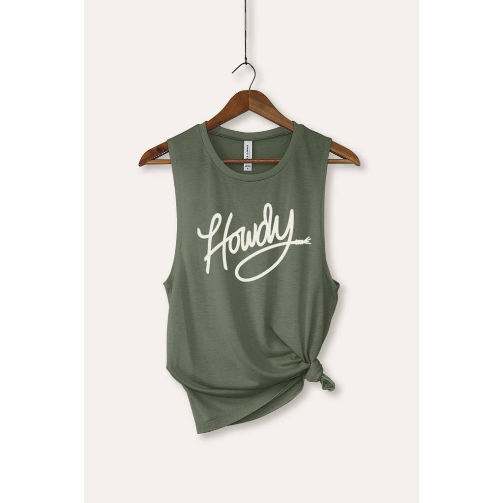 Howdy Cursive Western Typography Women's Jersey Tank Top