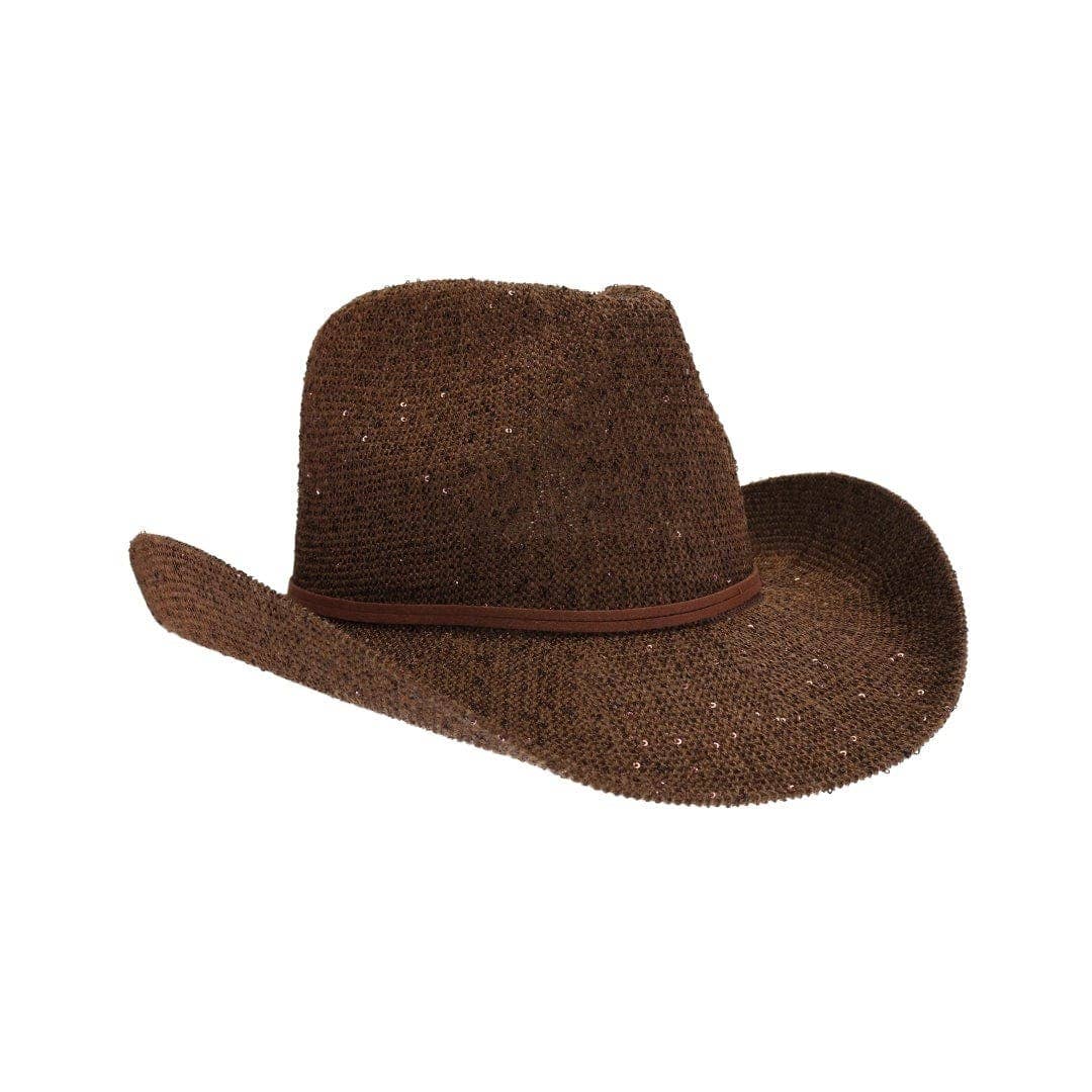 Sequin detailing Cowboy hat with suede trim