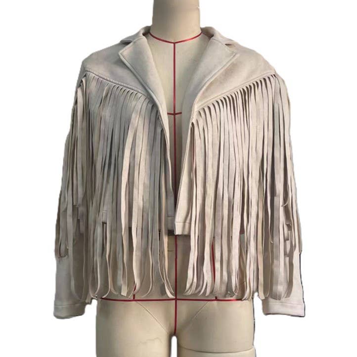 Crop Western Cowgirl Faux Suede Tassel Jacket