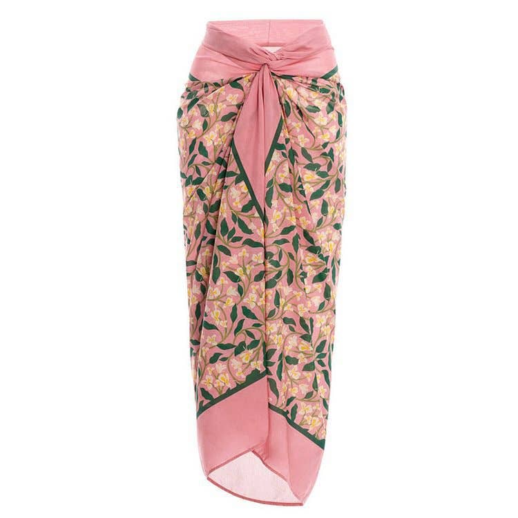 Little pink floral strappy one piece swimsuit