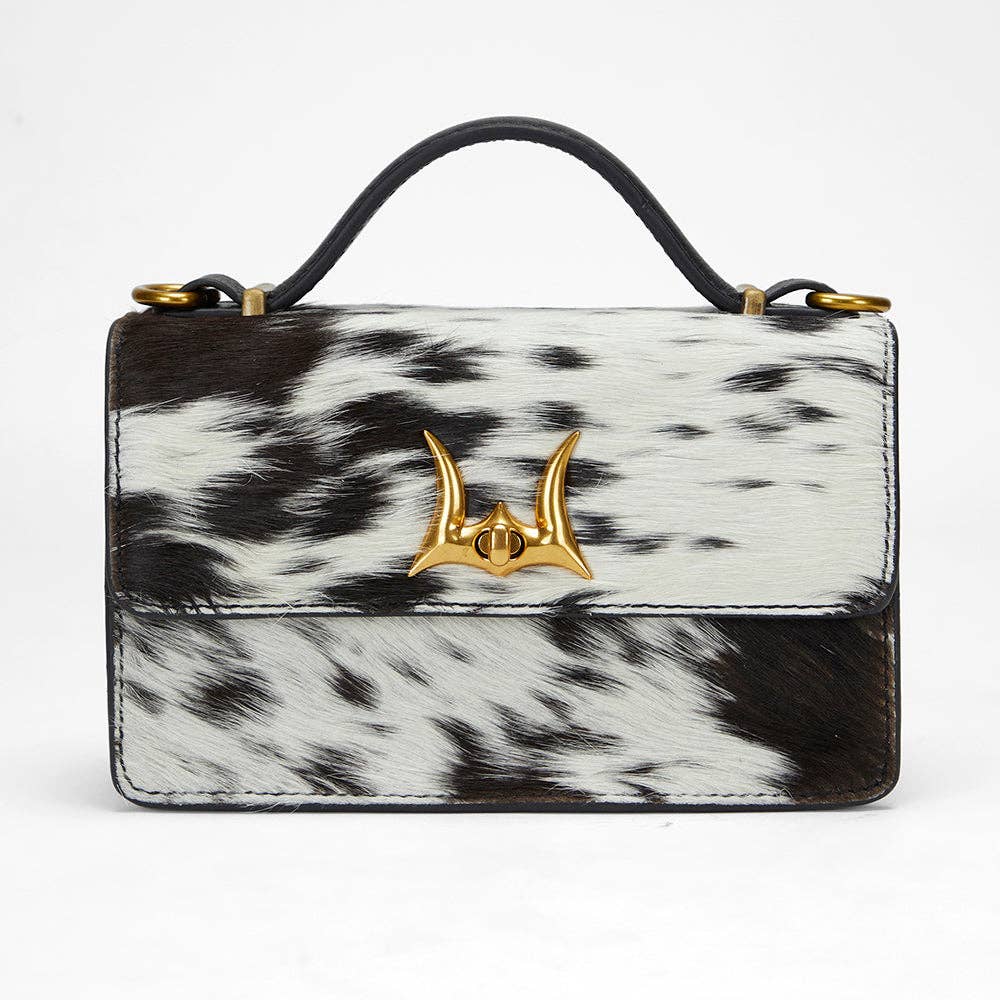 Myra Bags Loyal West Valencia Leather Bag - Black & White Cowhide