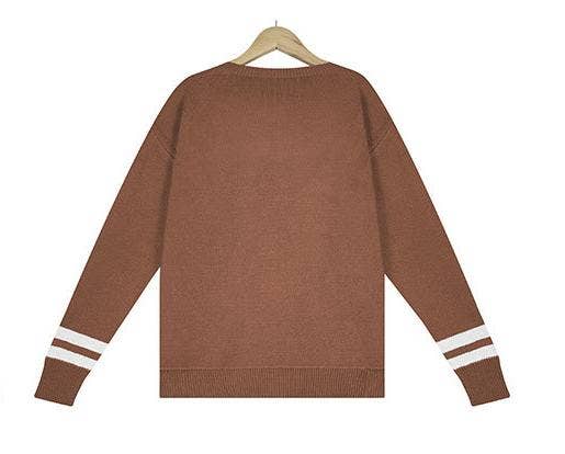Loose pullover letter jacquard knit sweater