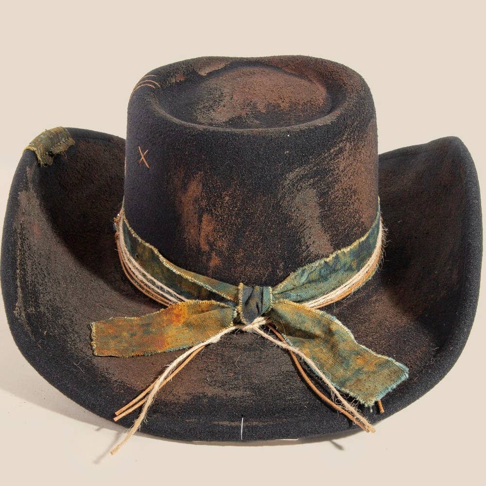 Rustic Beaded Strap Western Cowboy Hat