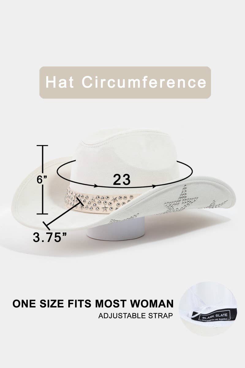 Embroidered Star Studded Western Cowboy Hat
