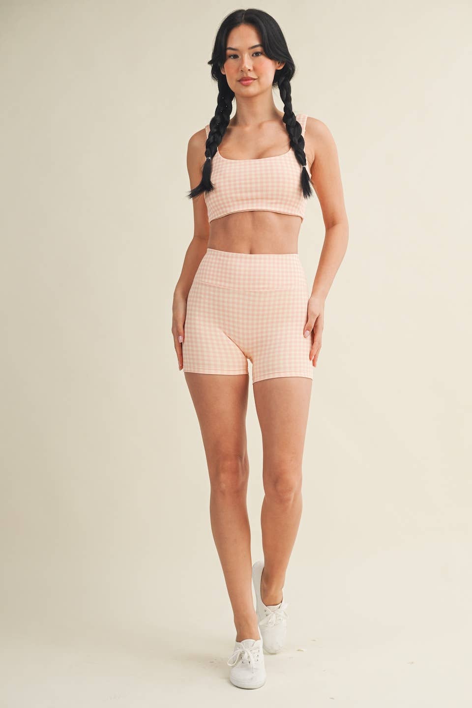 Gingham Print Ruched Bra Top