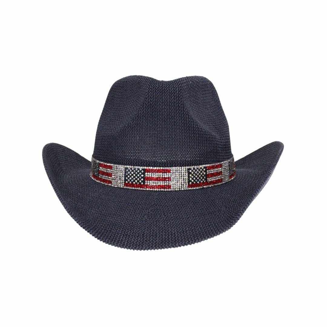 CBC0030 Fairhope Rhinestone American Flag Band Straw Cowboy Hat