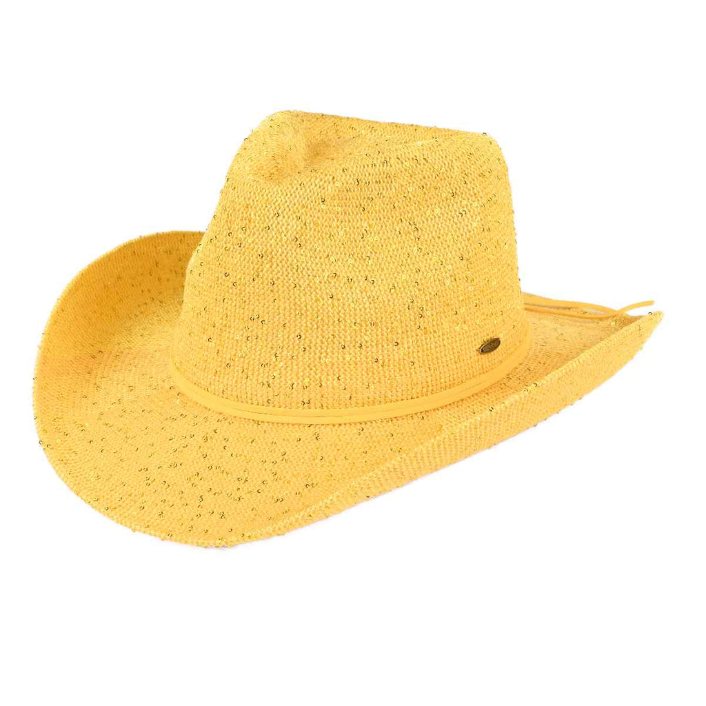 Sequin detailing Cowboy hat with suede trim