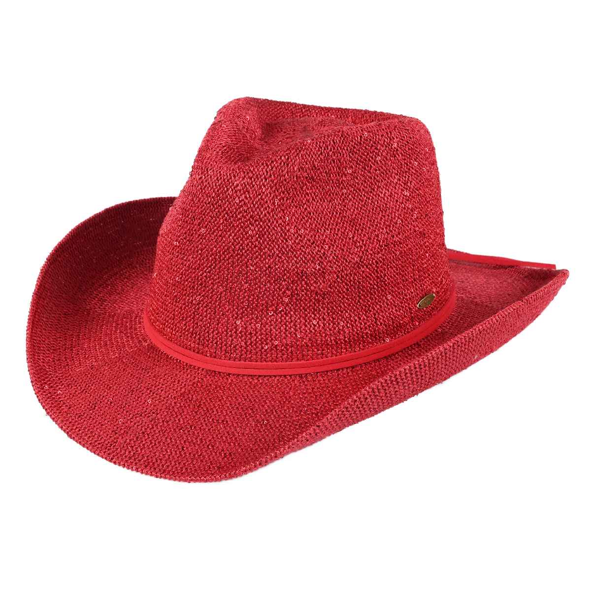 Sequin detailing Cowboy hat with suede trim
