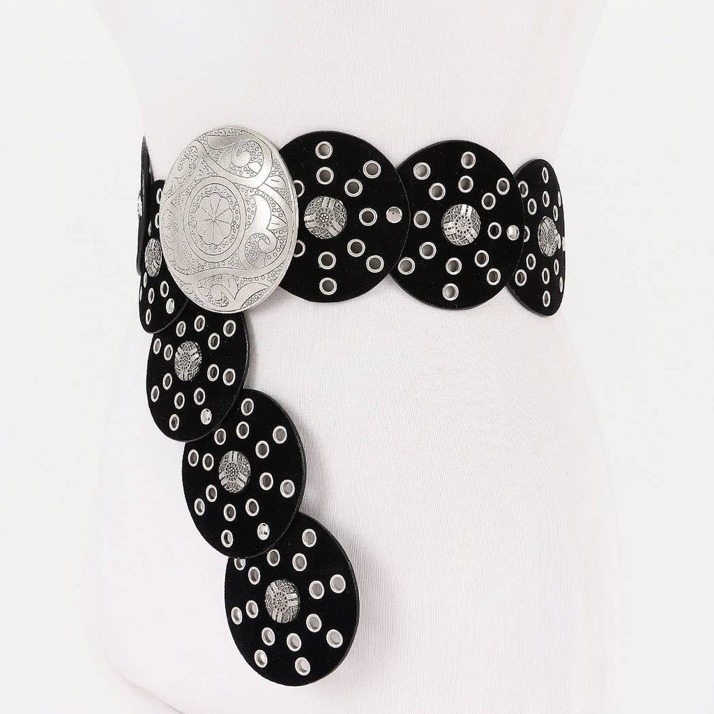 Faux Leather Disc Belt