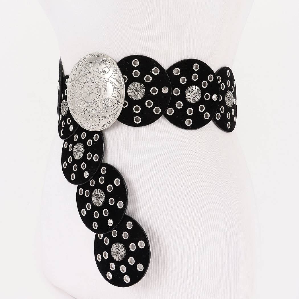Faux Leather Disc Belt
