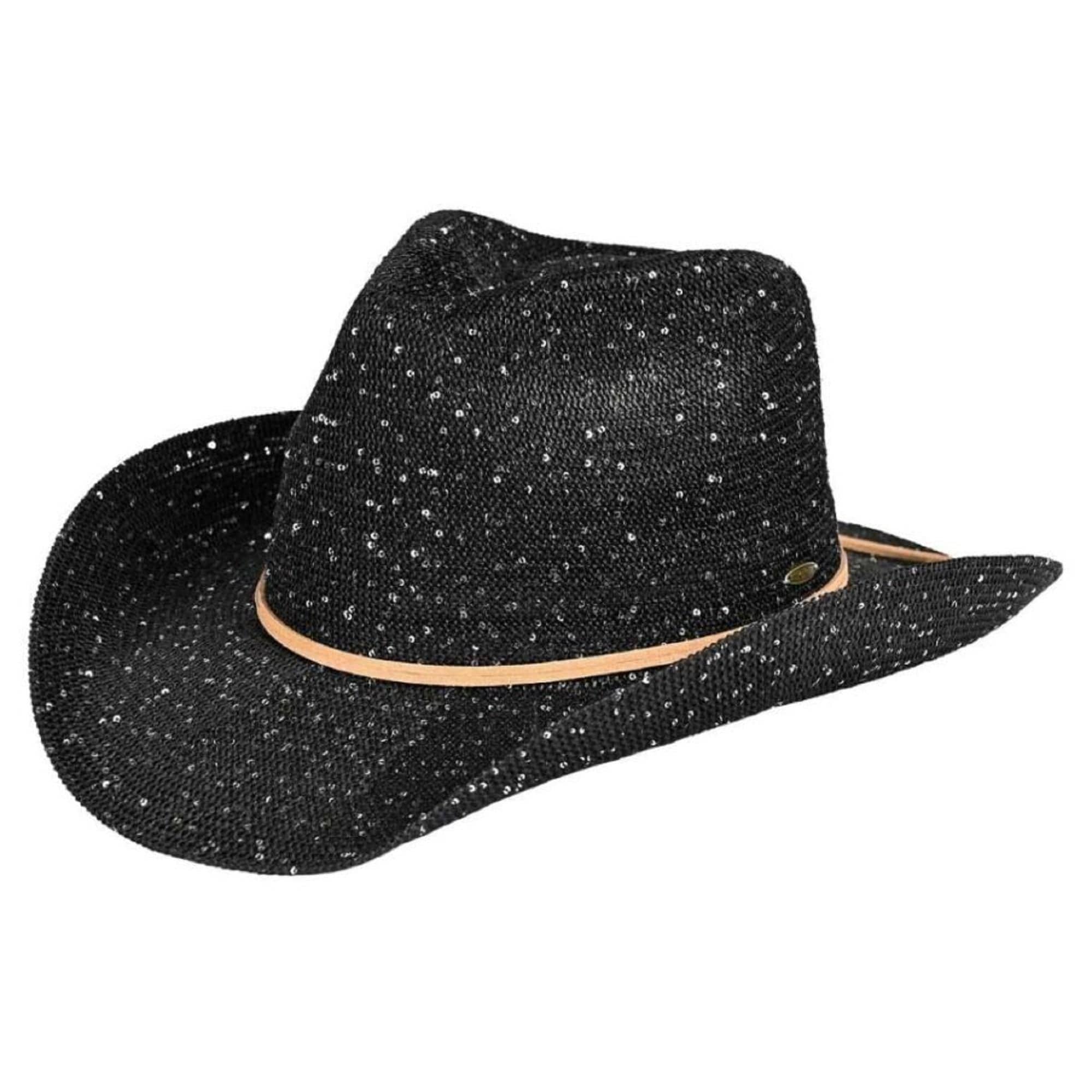 Sequin detailing Cowboy hat with suede trim