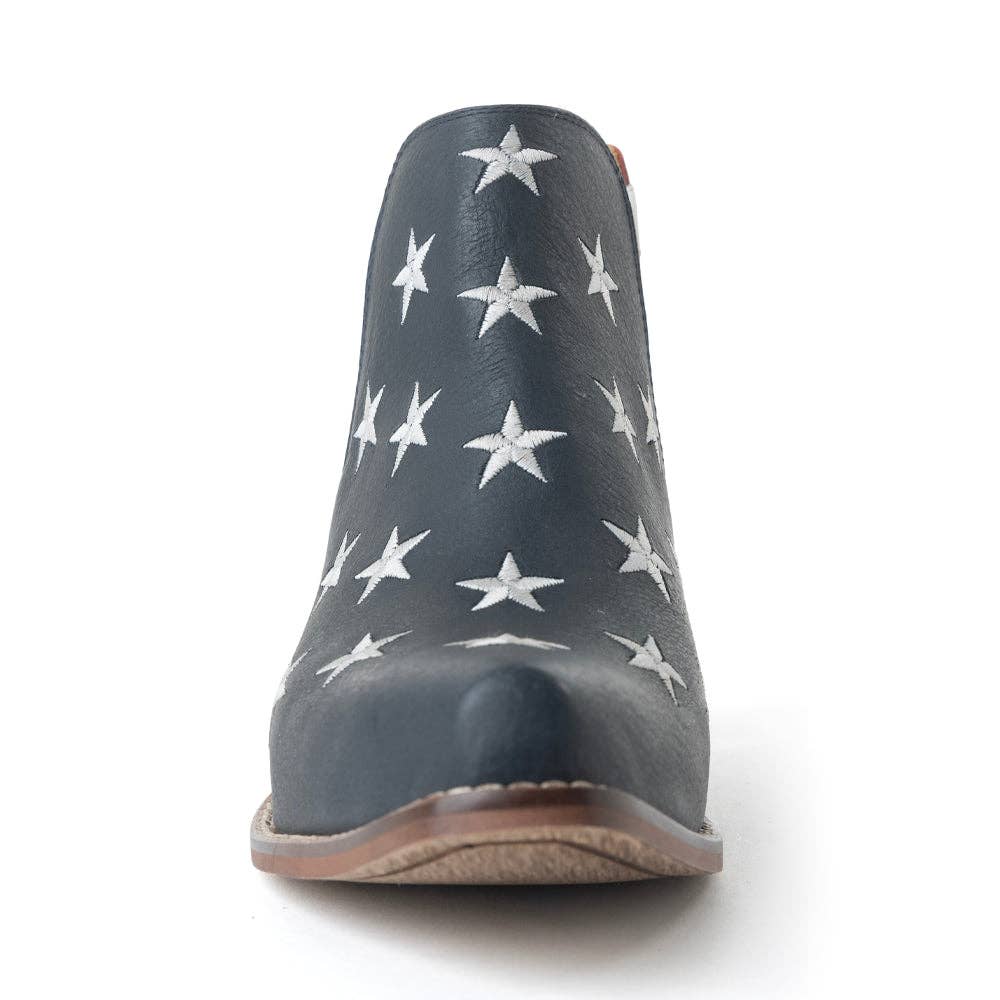 Liberty Star Leather Booties in Vintage Blue