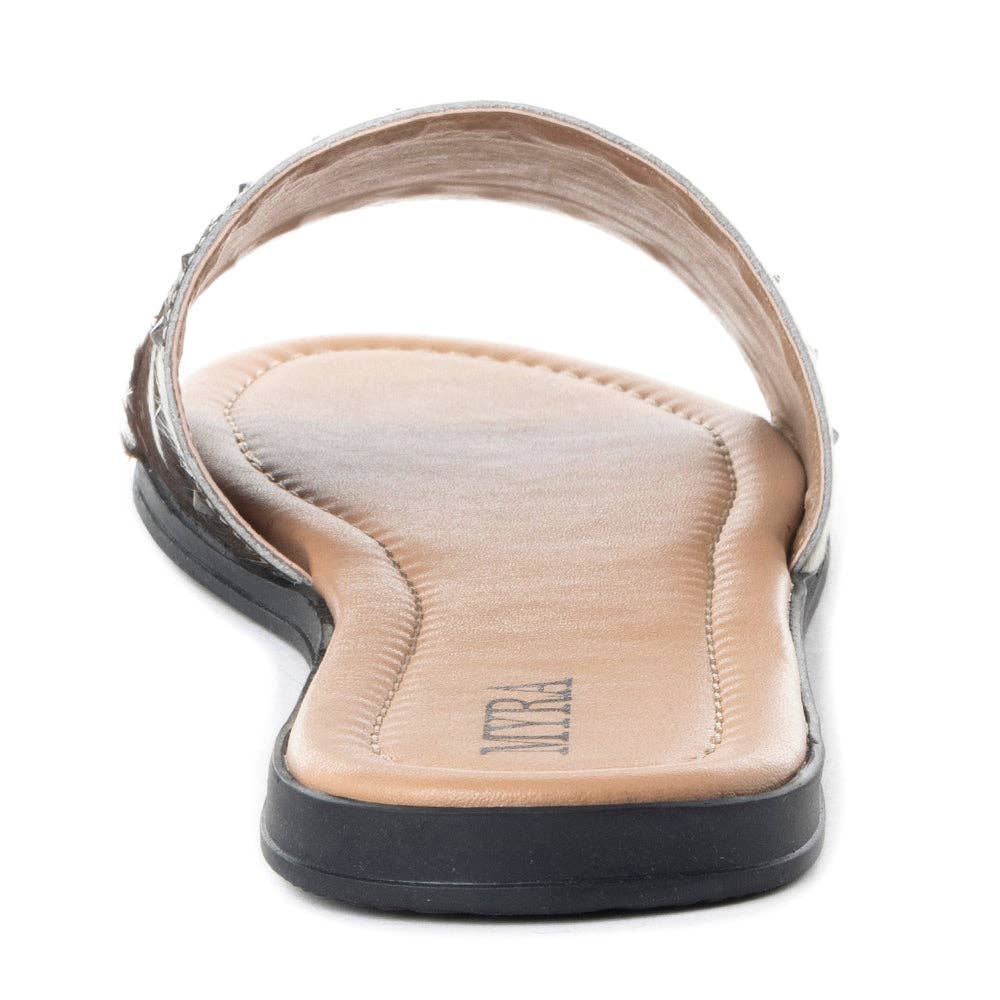 Myra Bags Hairon Cowhide Western Silver Studded Flats