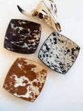 Boho Ranch Shop Cowhide Leather Tray- jewelry storage - Genuine Hair On