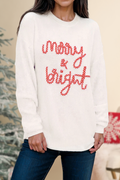 Merry & Bright Letter Christmas Graphic Sweater | S-2XL