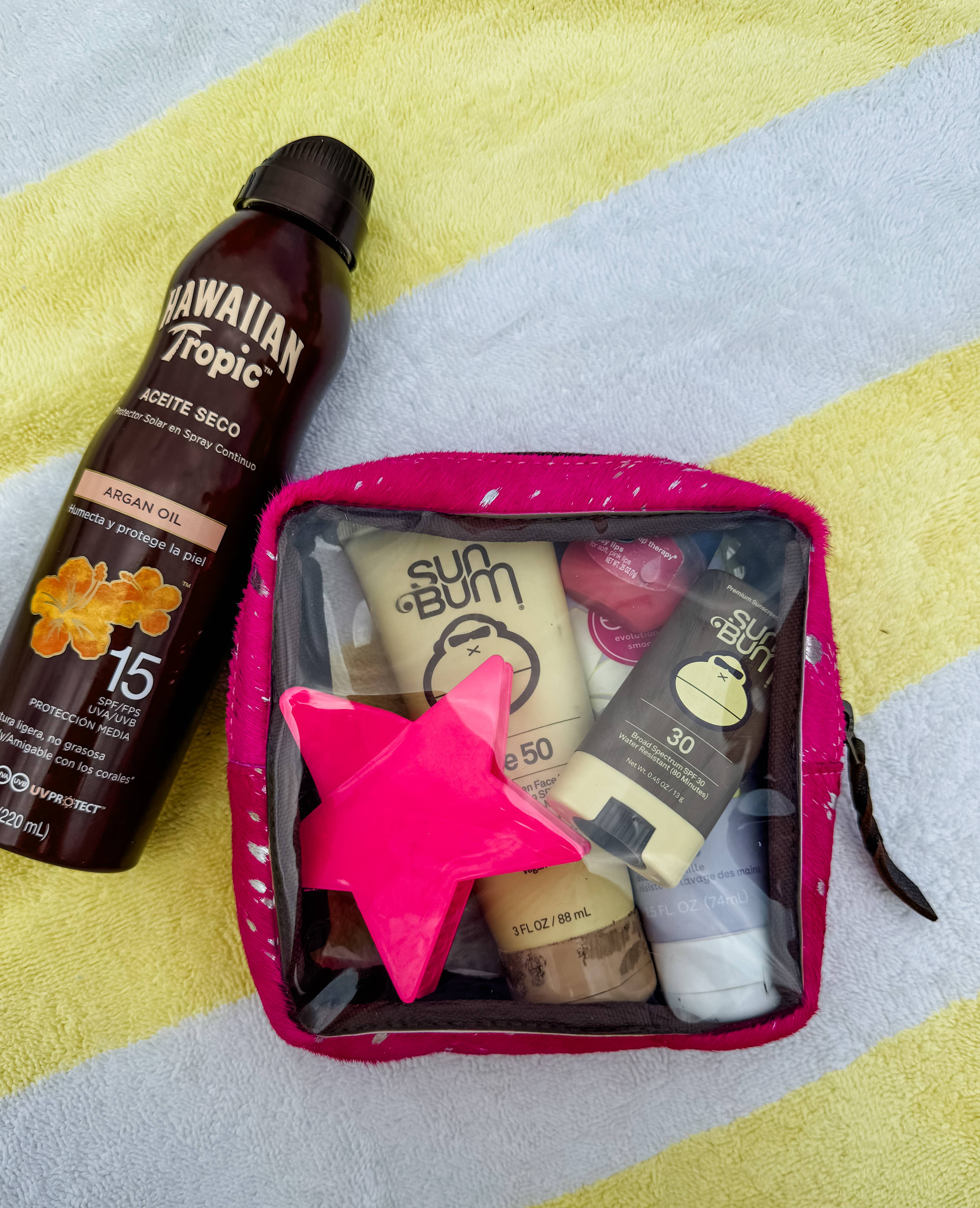 Cowhide Cosmetic Clear Case - Toiletry Makeup Travel Bag