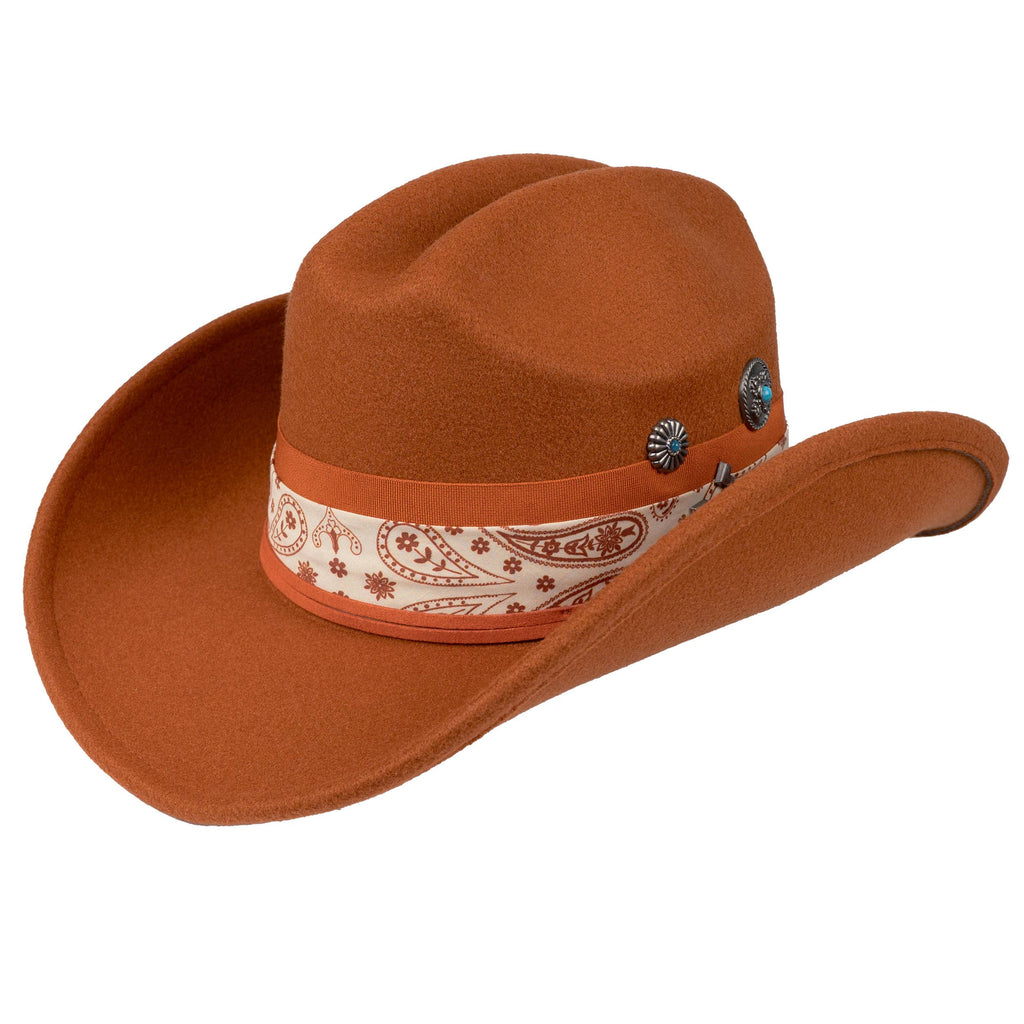 C.C Paisley Band with Western Charm Vegan Felt Cowboy Hat