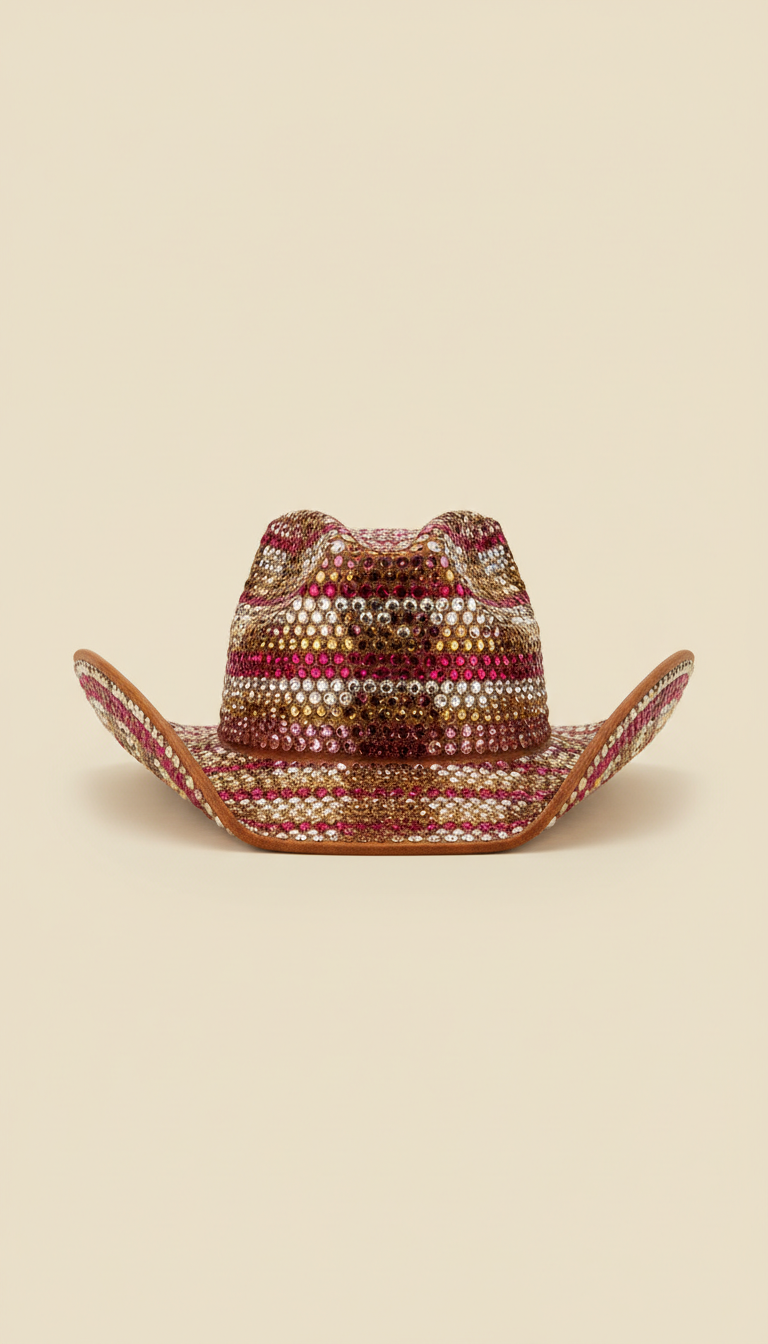 Rhinestone Upcycled Leather Hat