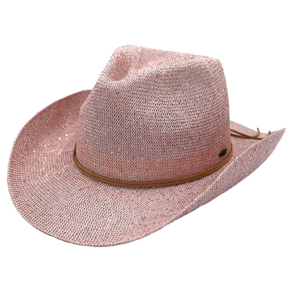 Sequin detailing Cowboy hat with suede trim