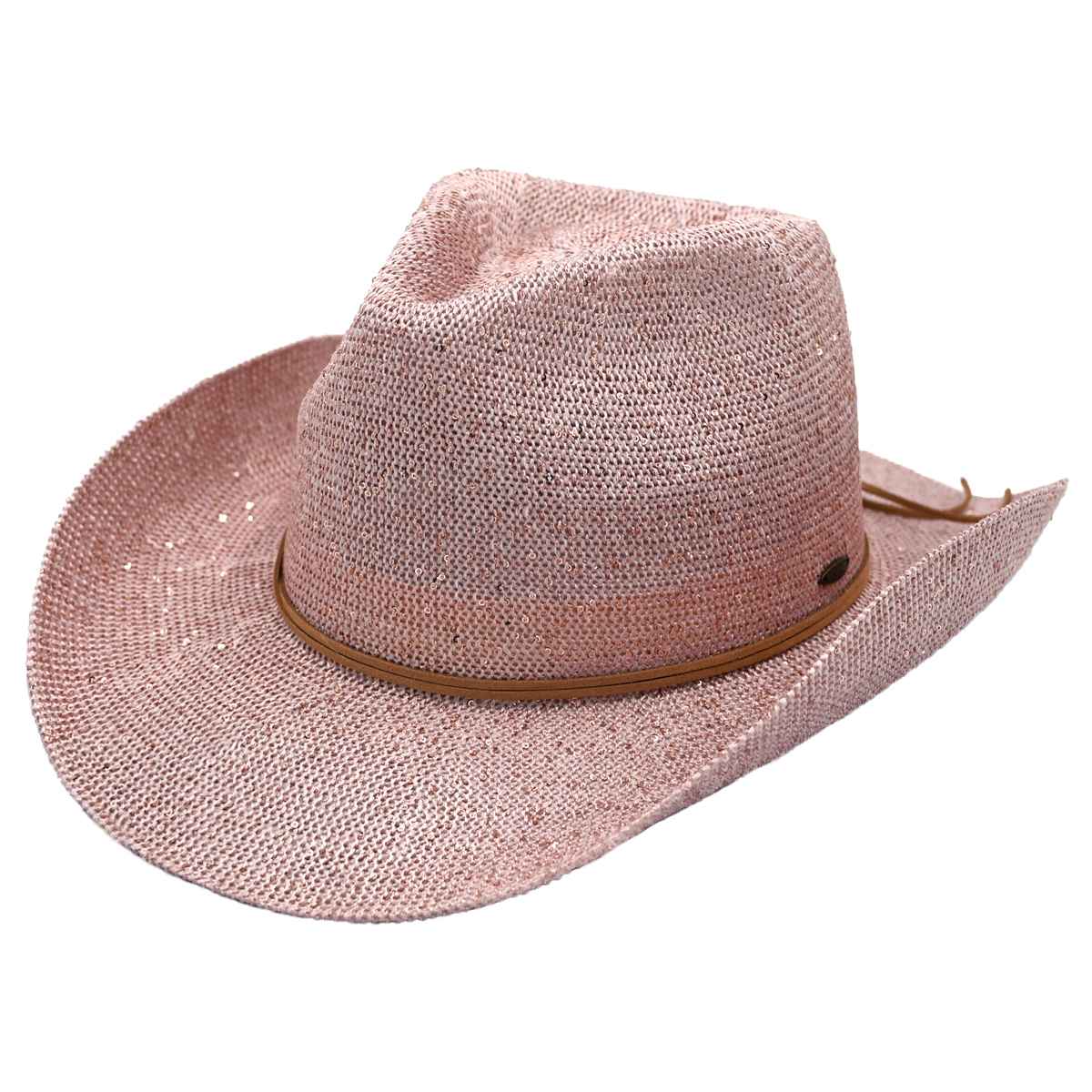 Sequin detailing Cowboy hat with suede trim