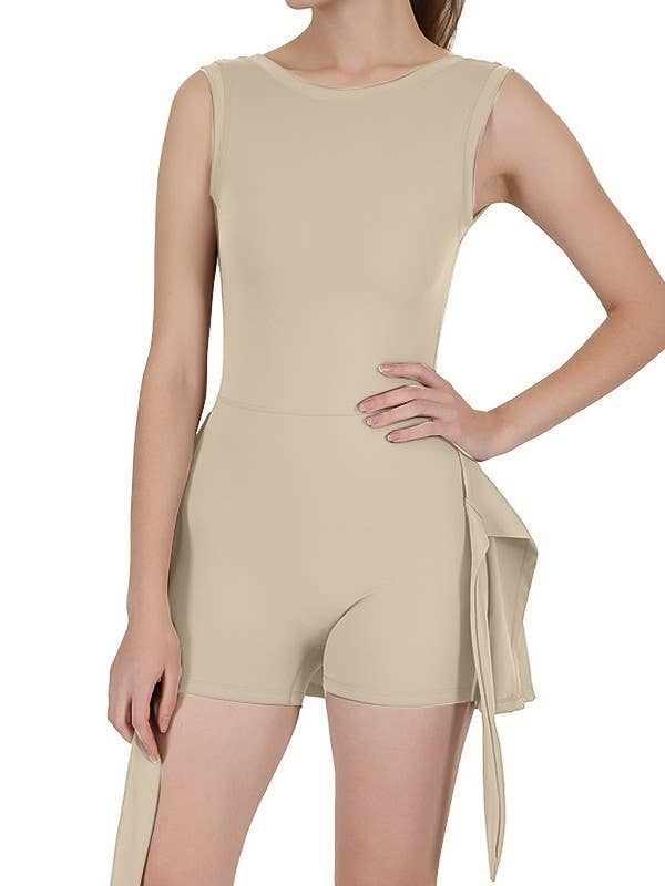 Active Tennis Tie-Waist sleeveless dress w Built-in shorts