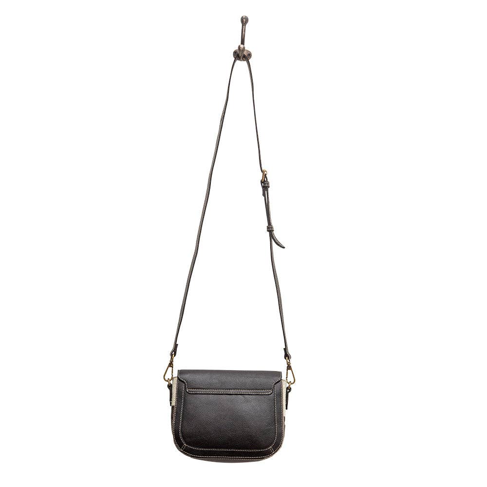 Myra Hand-Tooled Crossbody with Hairon Cowhide