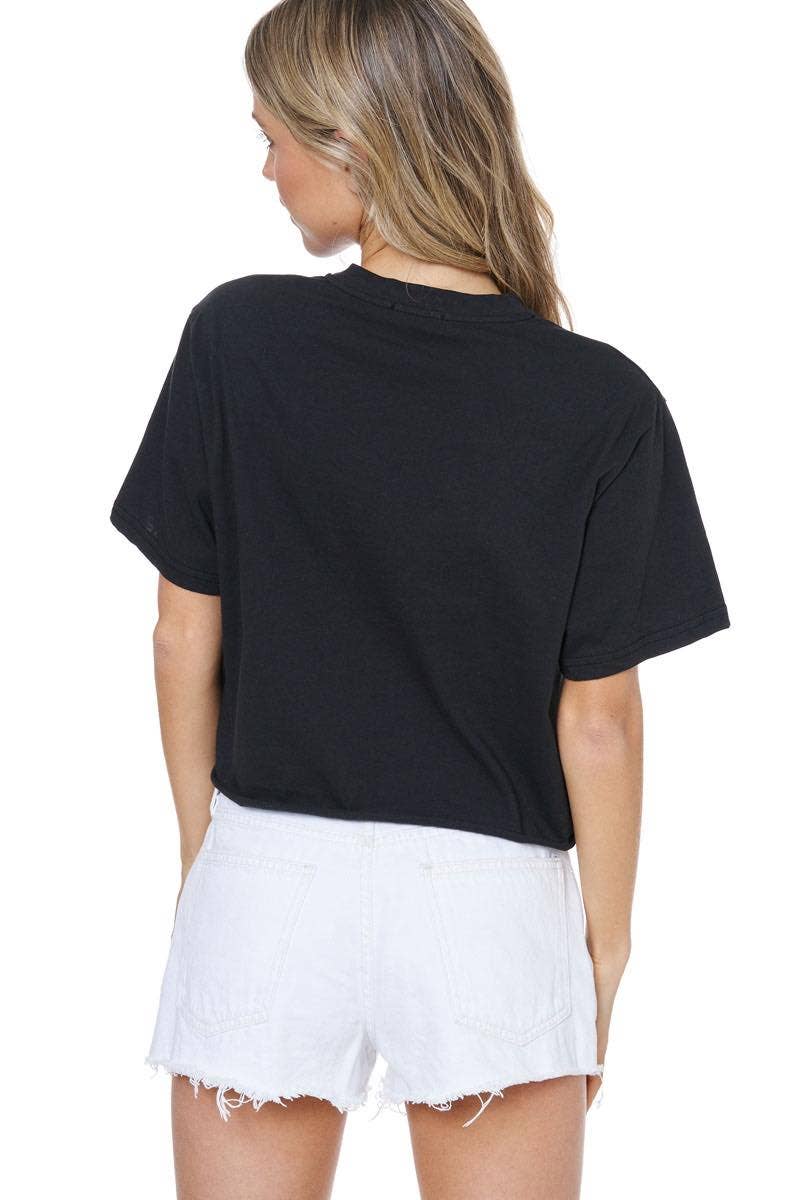 Zutter Play Somethin' Country Western Graphic Faux Crop Tee
