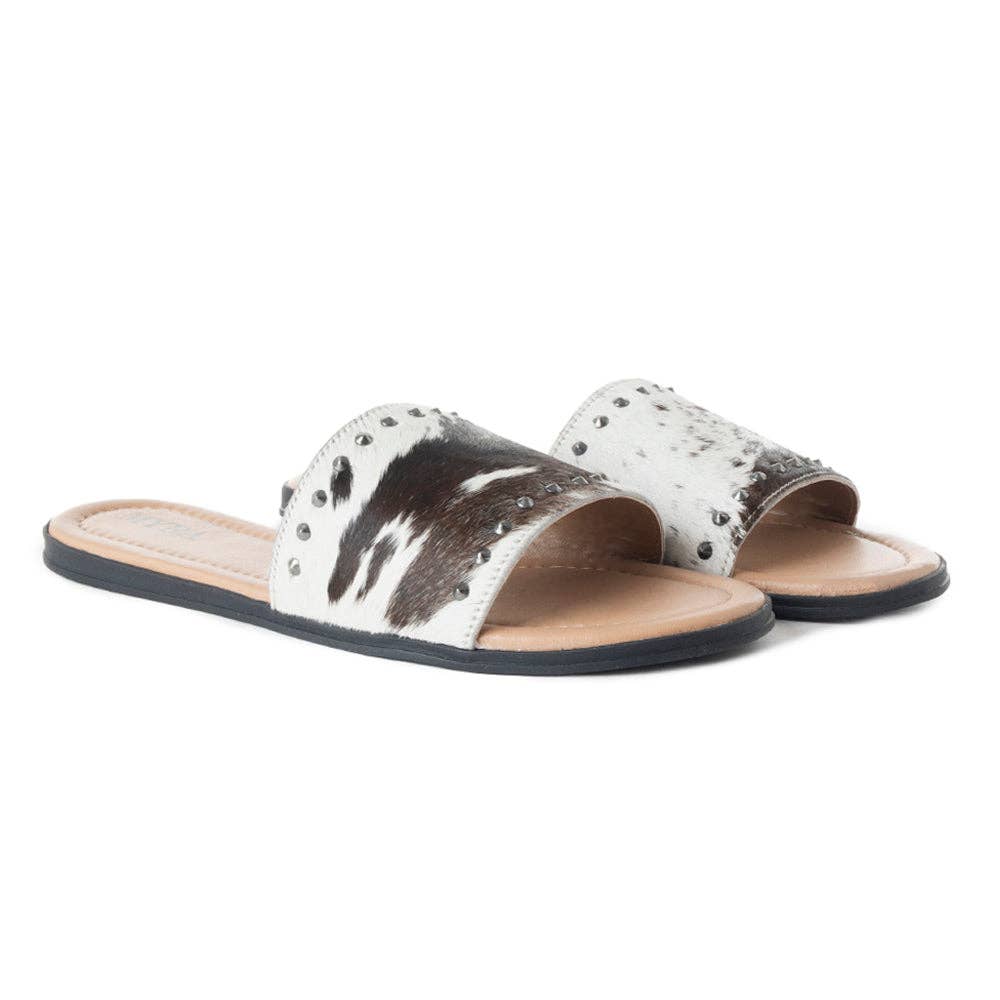 Myra Bags Hairon Cowhide Western Silver Studded Flats