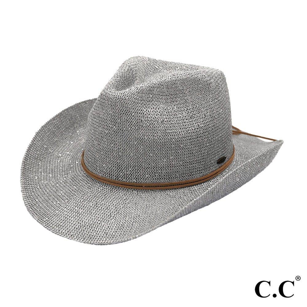 Sequin detailing Cowboy hat with suede trim