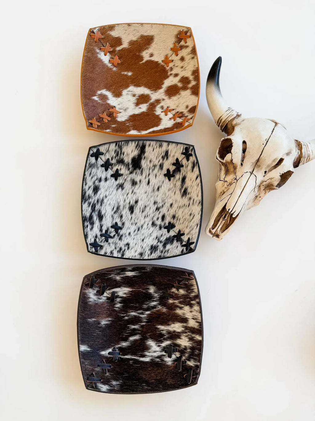 COWHIDE LEATHER TRAY - jewelry storage - Genuine Hair On