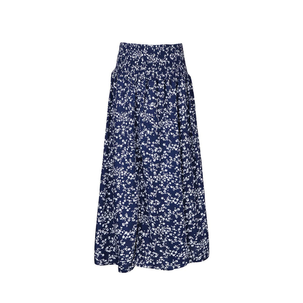 Vintage Floral Print Slit Skirt