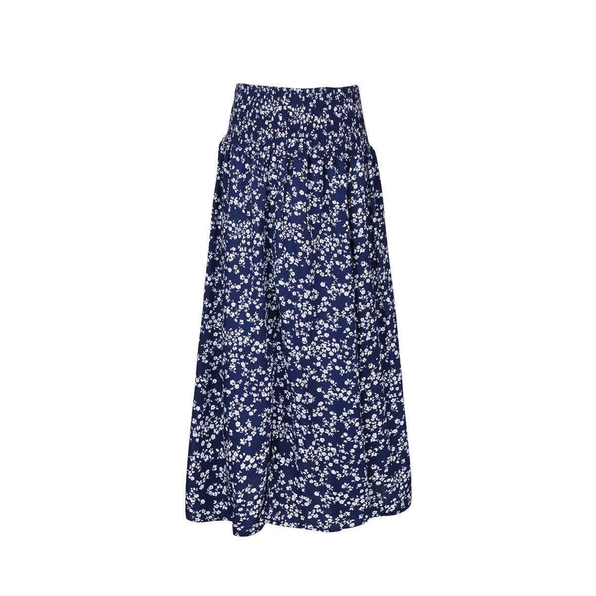 Vintage Floral Print Slit Skirt