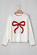 Bow Pattern Christmas Loose Fit Graphic Sweater | S-XL