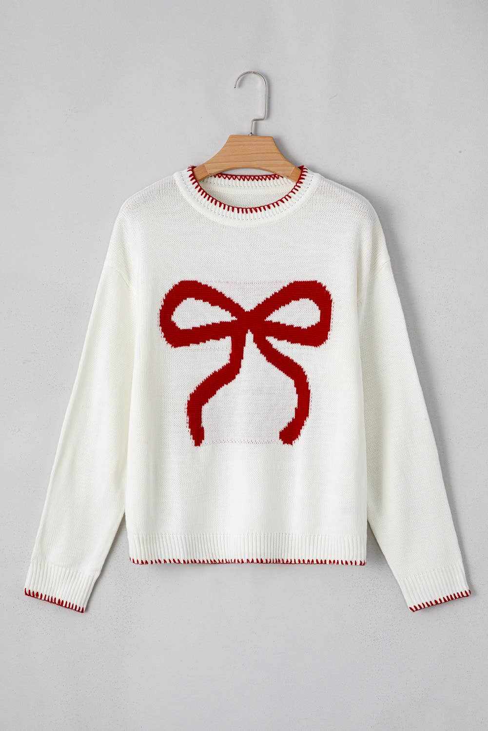 Bow Pattern Christmas Loose Fit Graphic Sweater | S-XL
