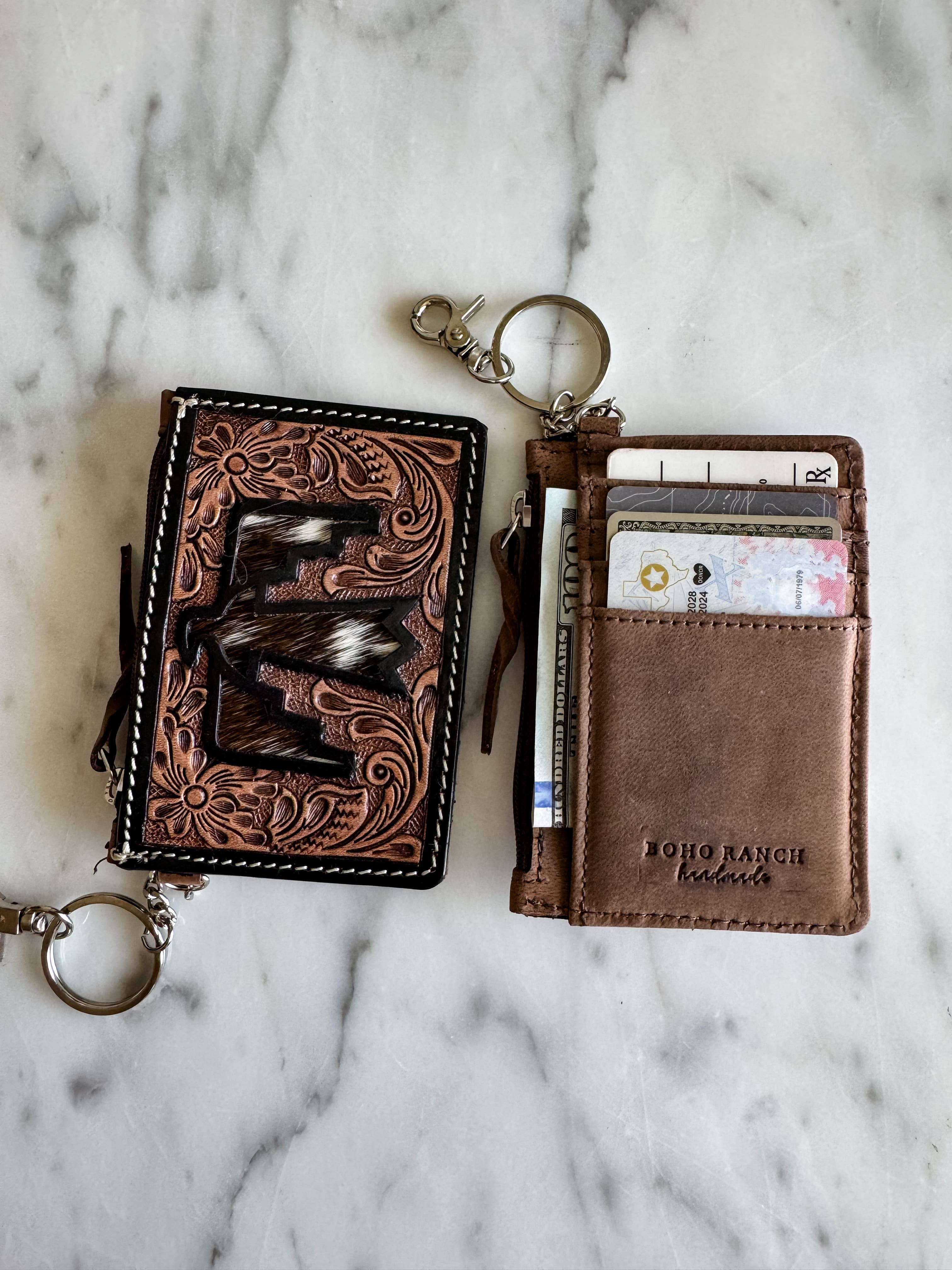 Longhorn Freebird Western Cowhide Leather Keychain Wallet