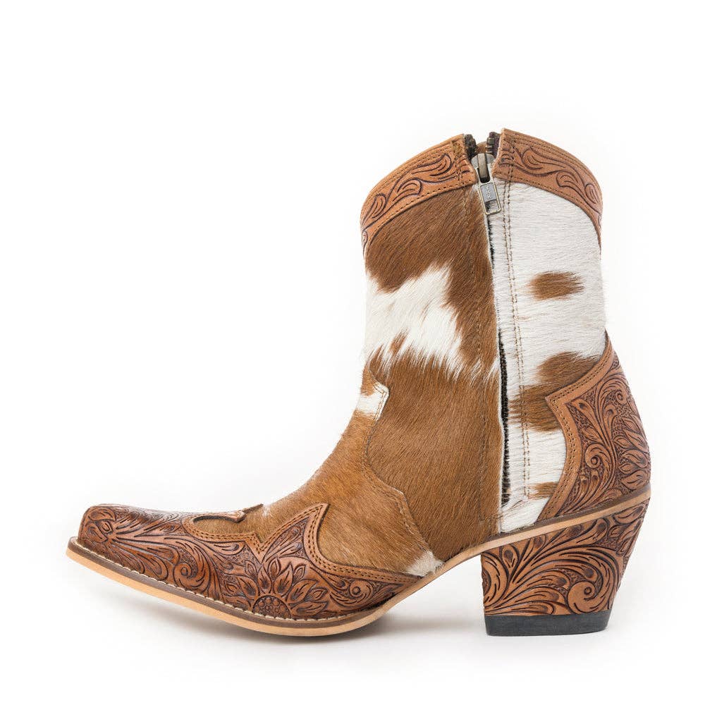 Myra Georgia Trail Hair-on Hide & Hand-tooled Leather Boots