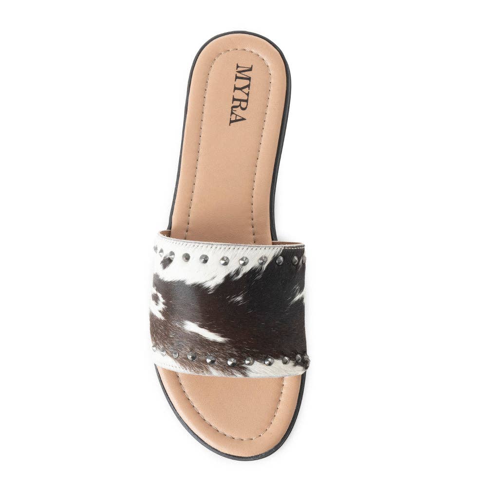 Myra Bags Hairon Cowhide Western Silver Studded Flats