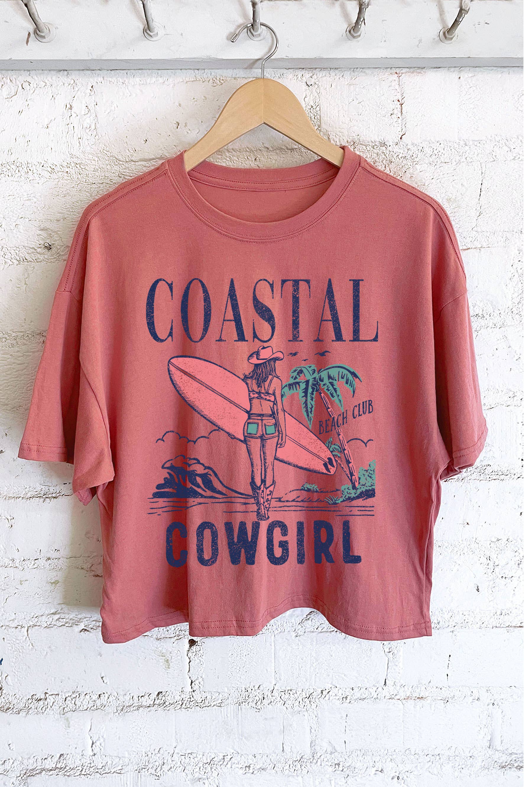 COASTAL COWGIRL BEACH CLUB GRAPHIC LONG CROP TOP