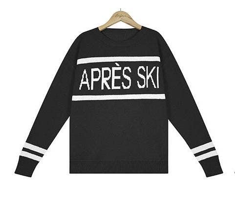 Loose pullover letter jacquard knit sweater