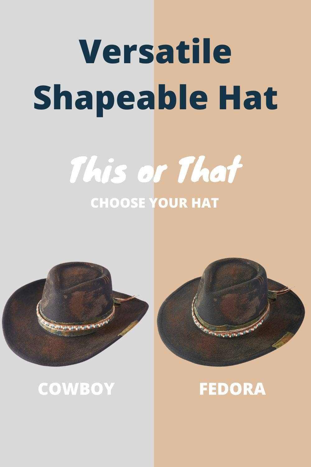 MH0236 Patrice Heritage Worn Shapable Cowboy/Fedora Hat