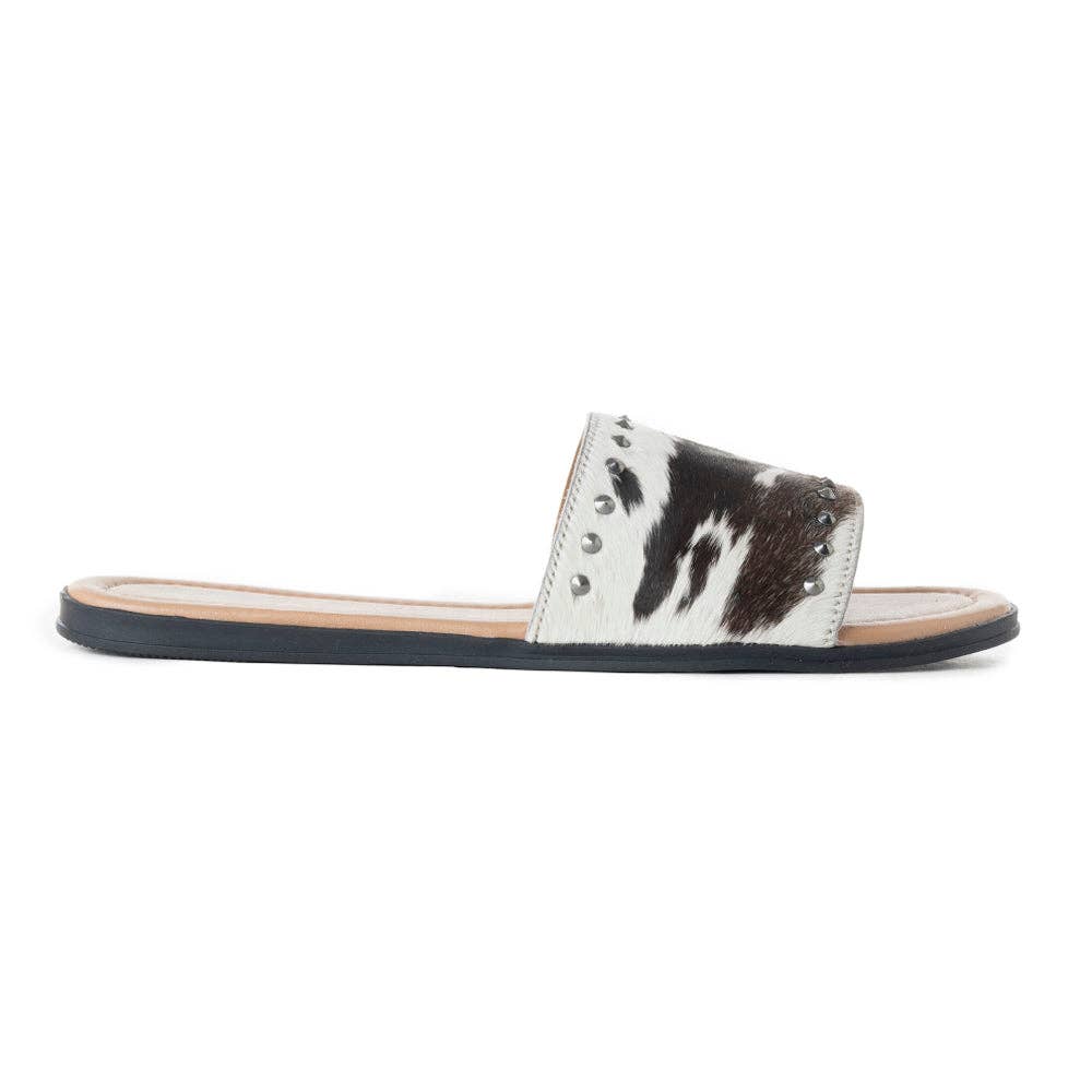 Myra Bags Hairon Cowhide Western Silver Studded Flats
