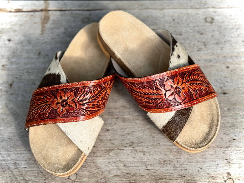 Cowhide Leather Sandals Flip Flops Size 7 Women’s Western 
