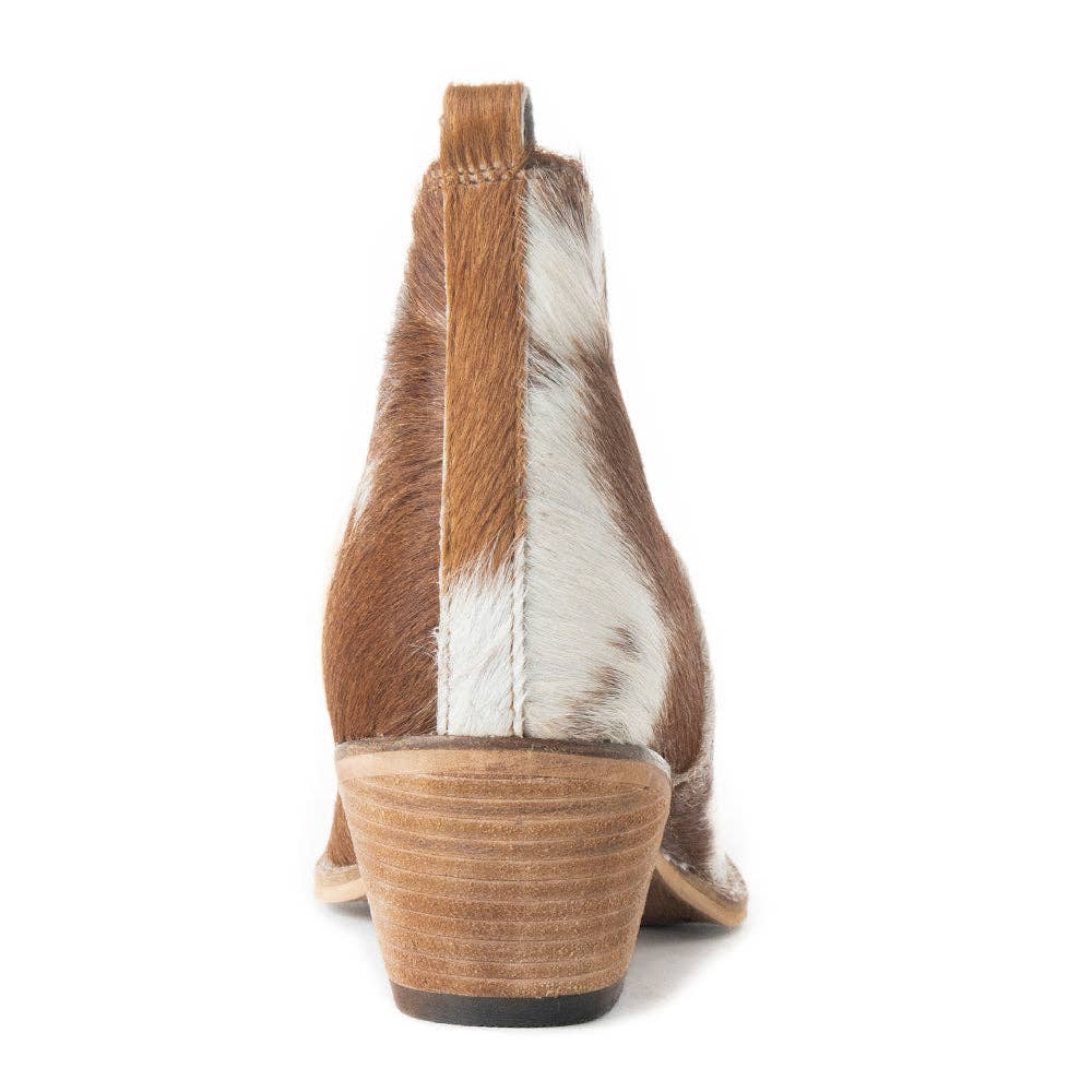 Sunset Bloom Split-Top Hair-On Hide Boots In Speckled Fawn