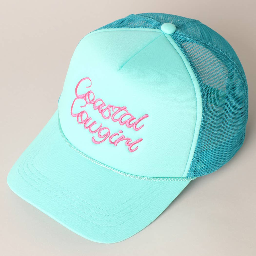 Coastal Cowgirl Embroidered Mesh Back Baseball Cap