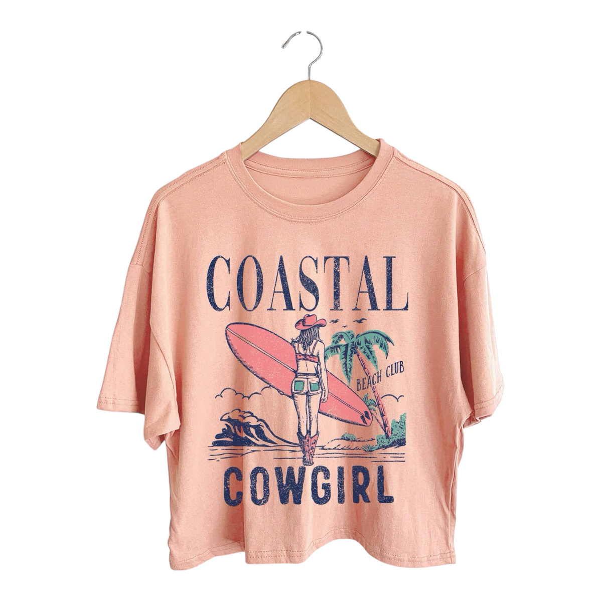 COASTAL COWGIRL BEACH CLUB GRAPHIC LONG CROP TOP