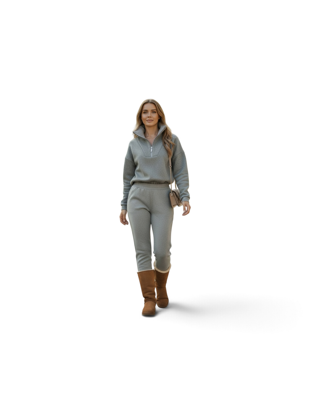 Half-Zipped Collar Sweatshirt Piping Pants Set