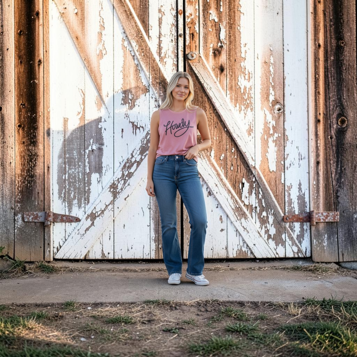 Howdy Cursive Western Typography Women's Jersey Tank Top