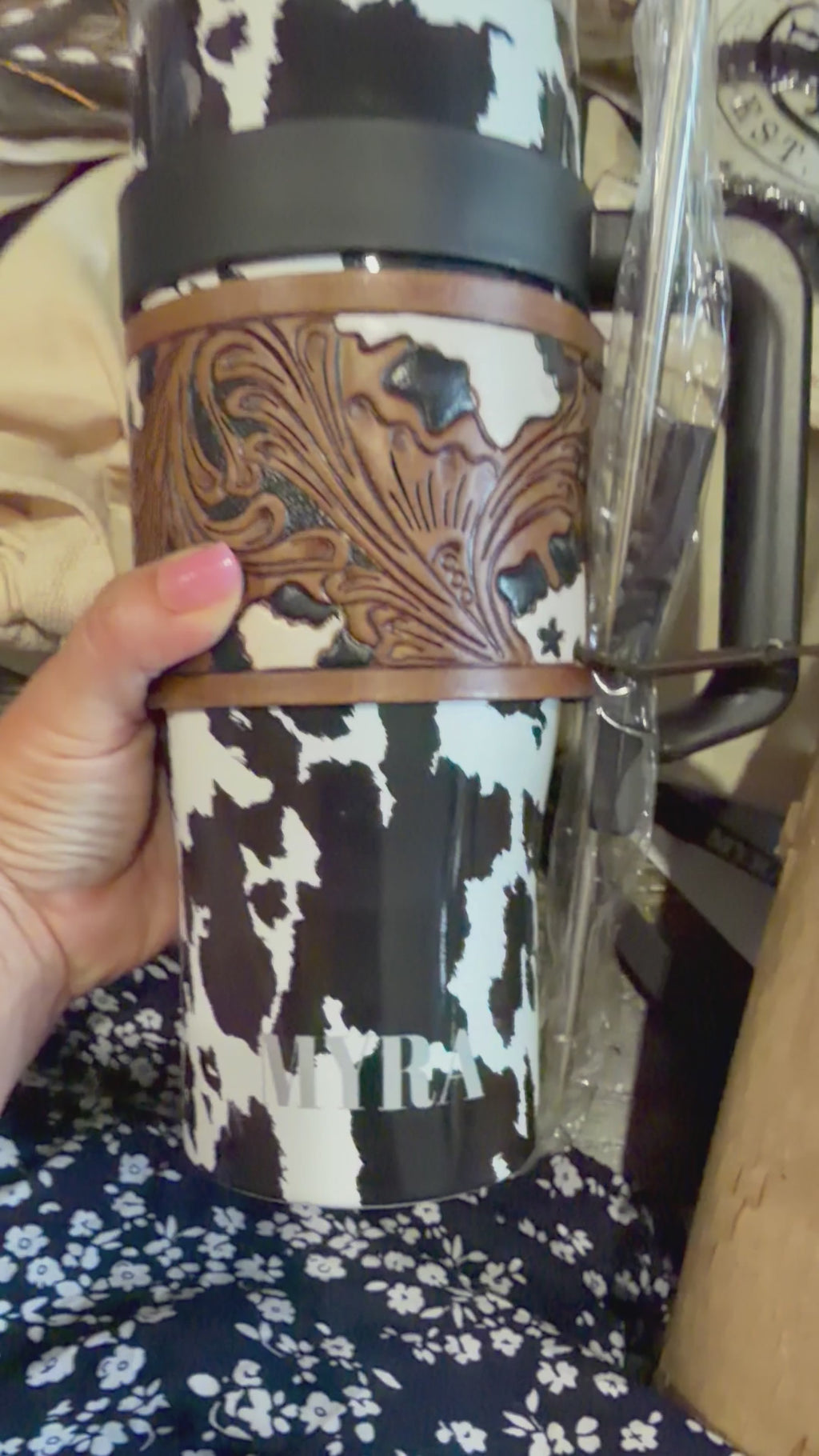 Myra Wide Wyoming Tumbler In Black and White