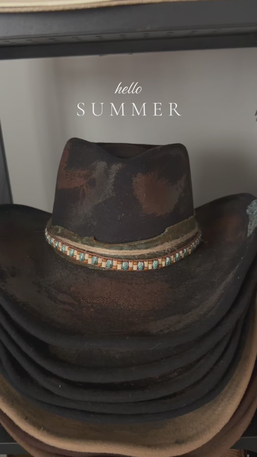 Rustic Beaded Strap Western Cowboy Hat