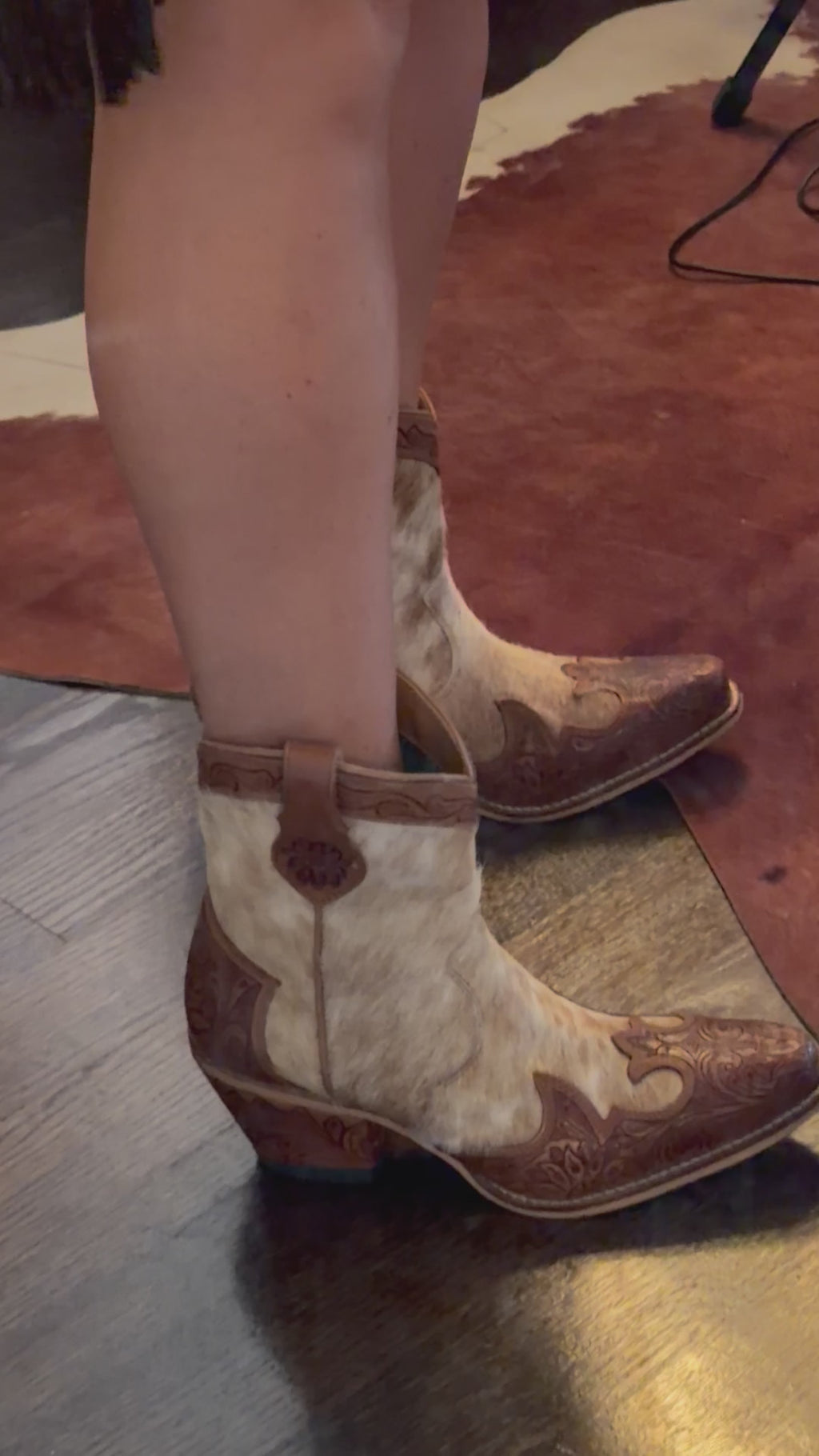 Myra Georgia Trail Hair-on Hide & Hand-tooled Leather Boots